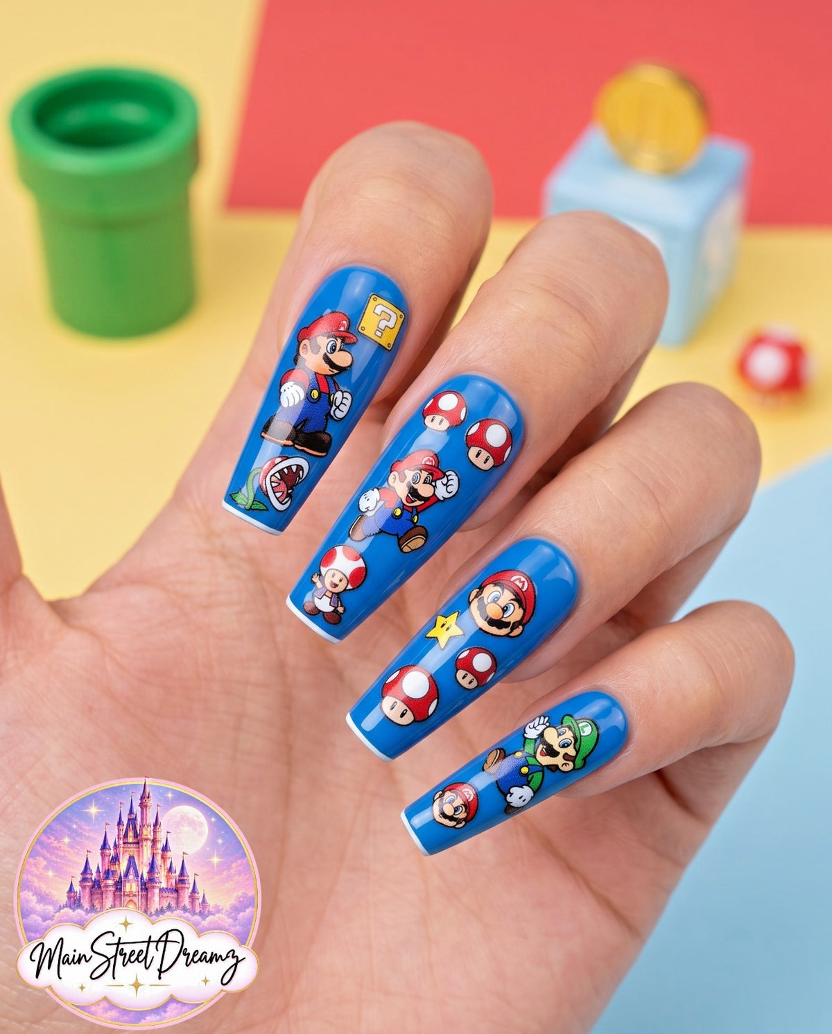3D Mario Bros Character Nail Stickers for Nail Art - Kids & Teen Manicure