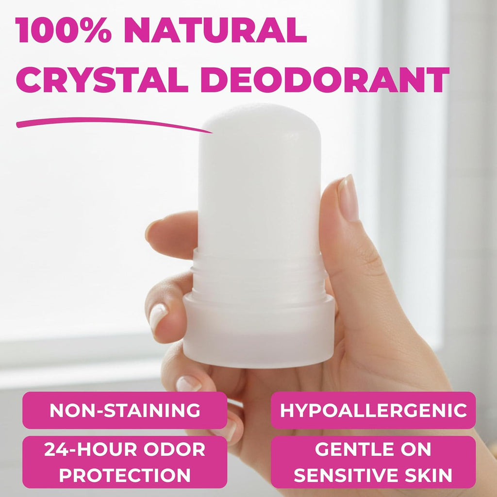 Crystal Deodorant Stick with Alum Stone Natural Odor Protection Travel Size