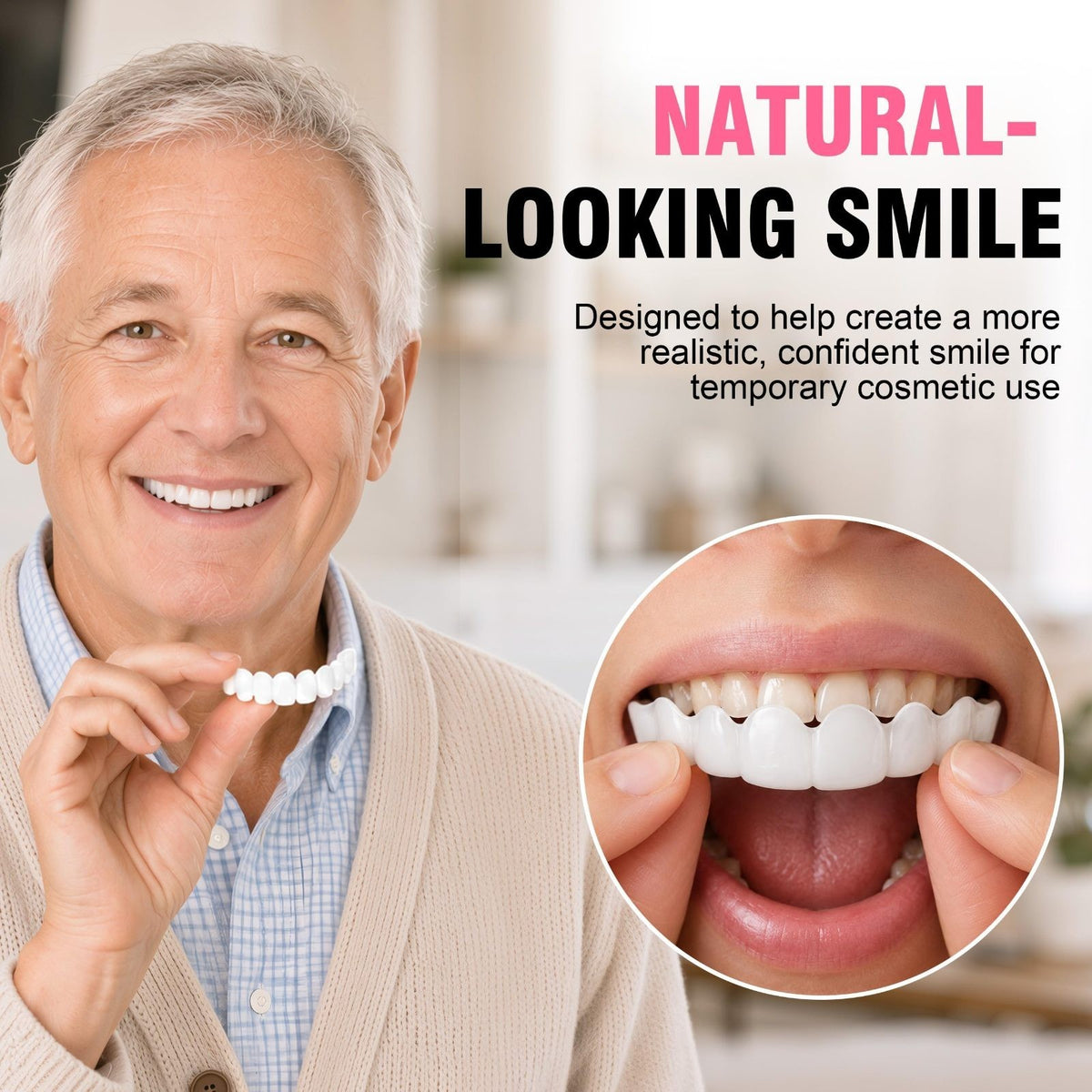 Temporary Veneers Teeth for Women & Men Natural Shade - Cosmetic Smile Enhancer