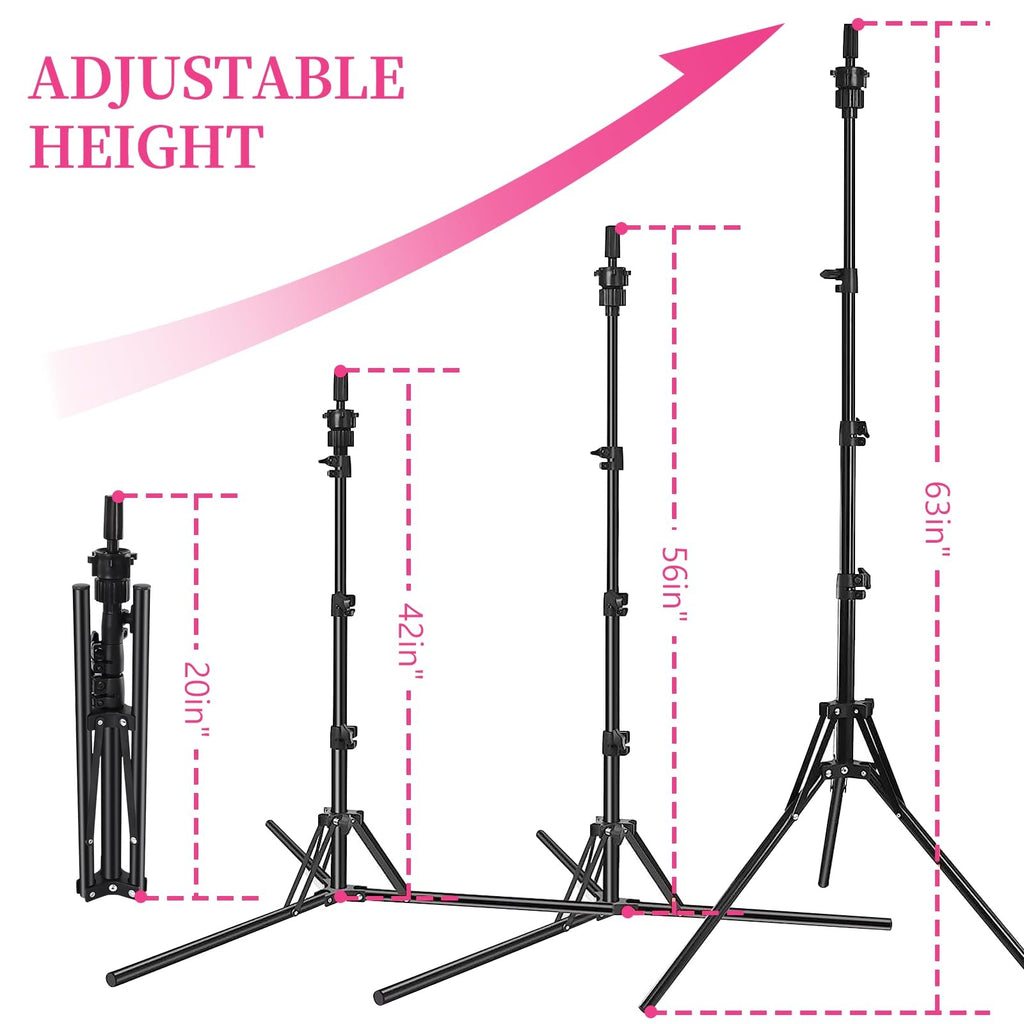 Adjustable 63-Inch Wig Stand Tripod with Mannequin Head for Wig Styling