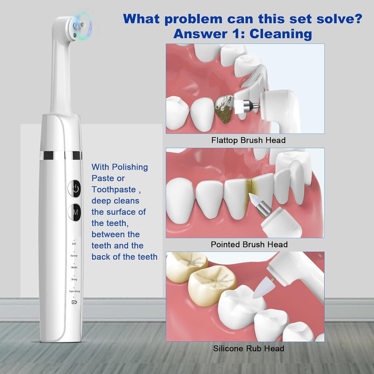Professional Teeth Polishing Kit with USB Charging, 5 Speeds & Whitening Paste