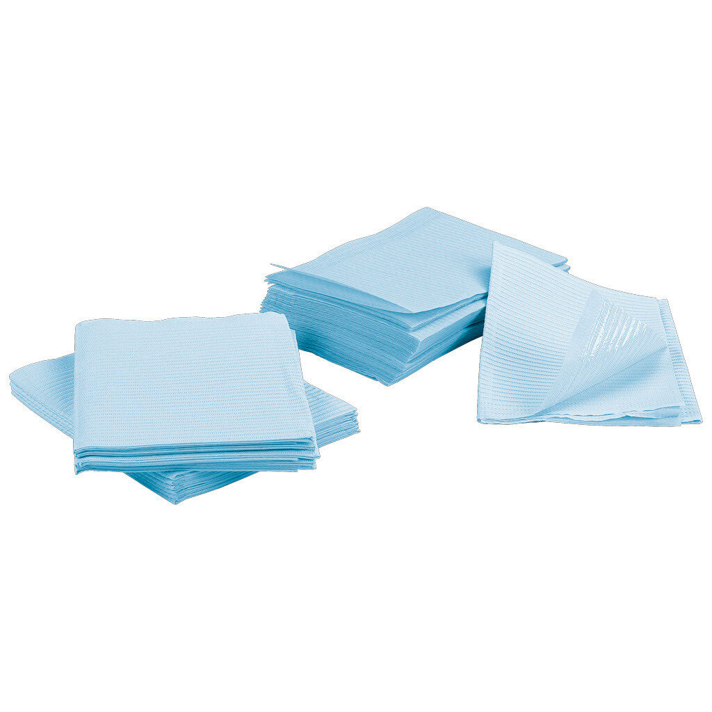 Blue Disposable Dental Bibs - 50 Count, Waterproof Paper Covers for Dental, Tattoo, Tray & Nail Chair