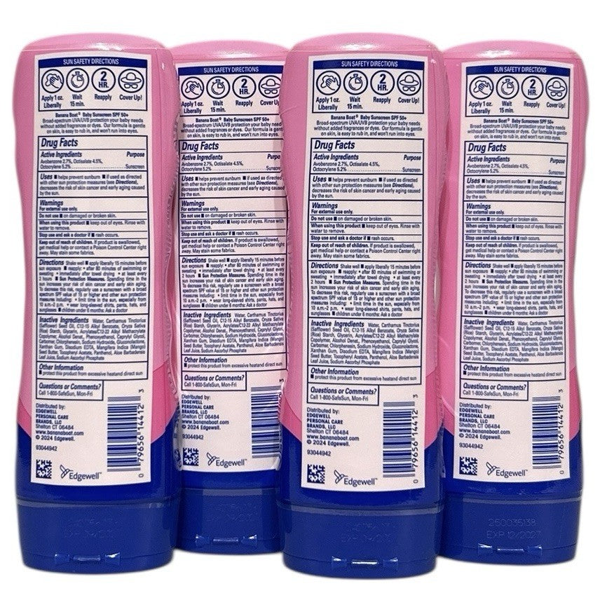 Baby Sunscreen Lotion SPF 50+ - Water Resistant, Broad Spectrum, Gentle & Fragrance Free - 4 Pack