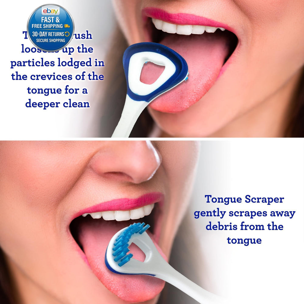 Dual Action Tongue Scraper & Soft Bristle Brush - Fresh Breath Oral Care