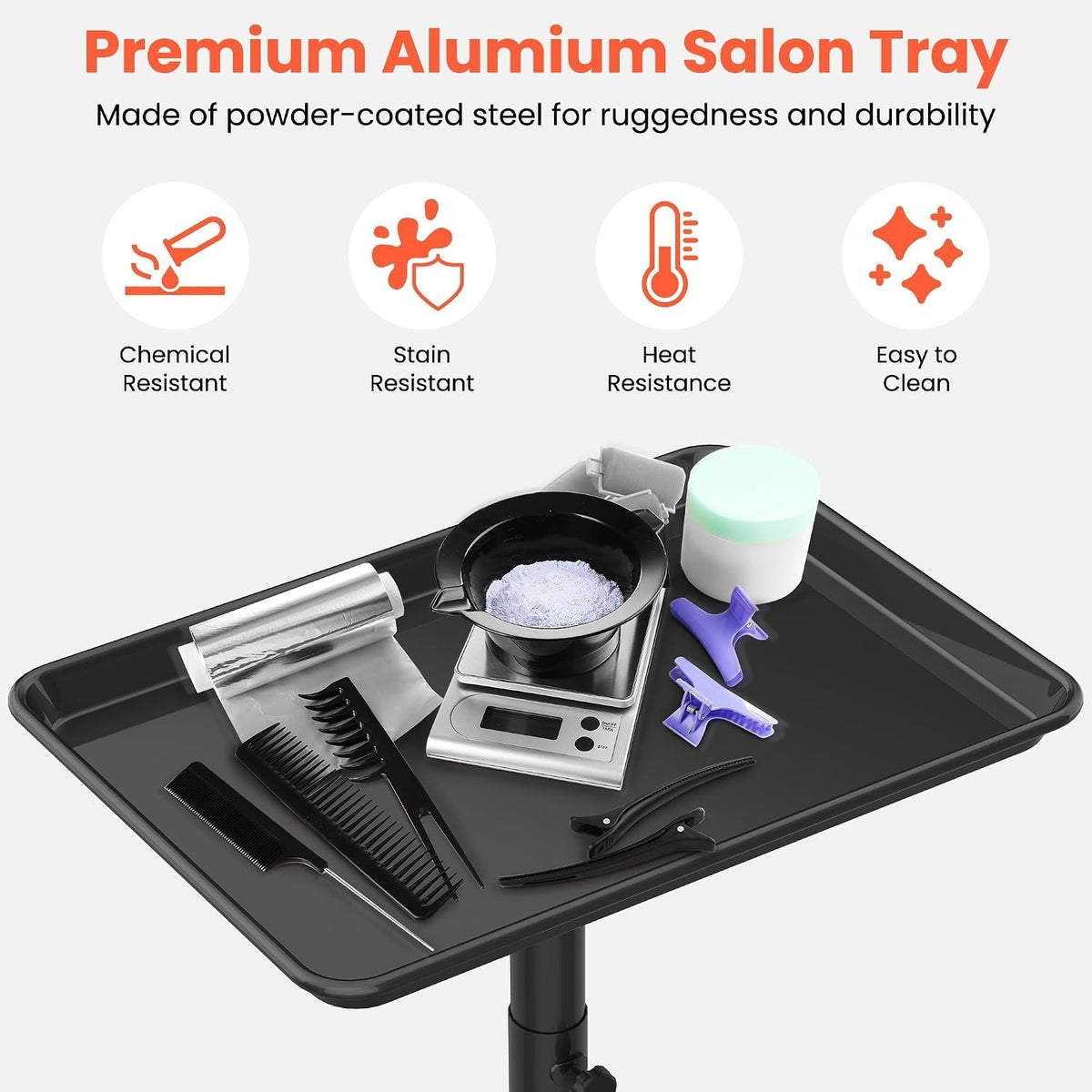 Adjustable Height Rolling Salon Trolley with Wheels for Hair & Beauty Supplies