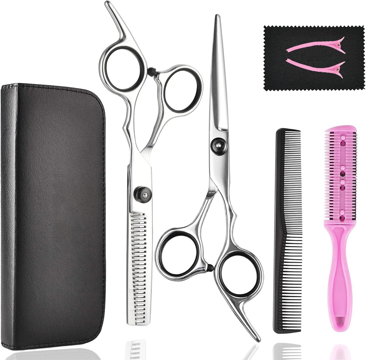 Professional Hair Cutting Scissors Thinning Shears Set - Sharp Stainless Steel Barber Kit