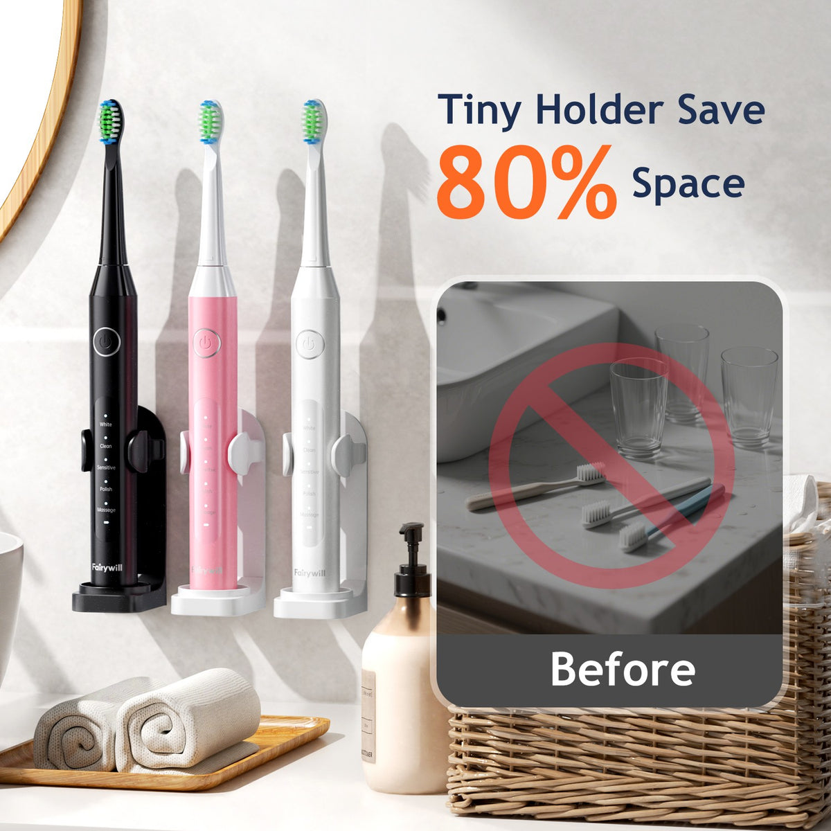 Electric Toothbrush with 8 Brush Heads & 5 Modes - Rechargeable & Waterproof