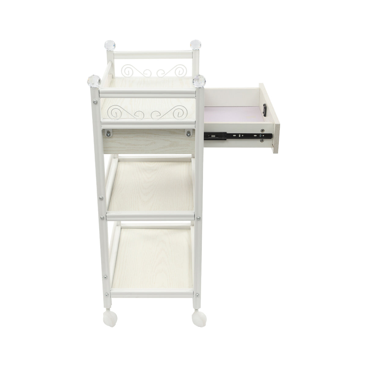 Salon Storage Cart with Drawer, 3-Tier Mobile Organizer, White