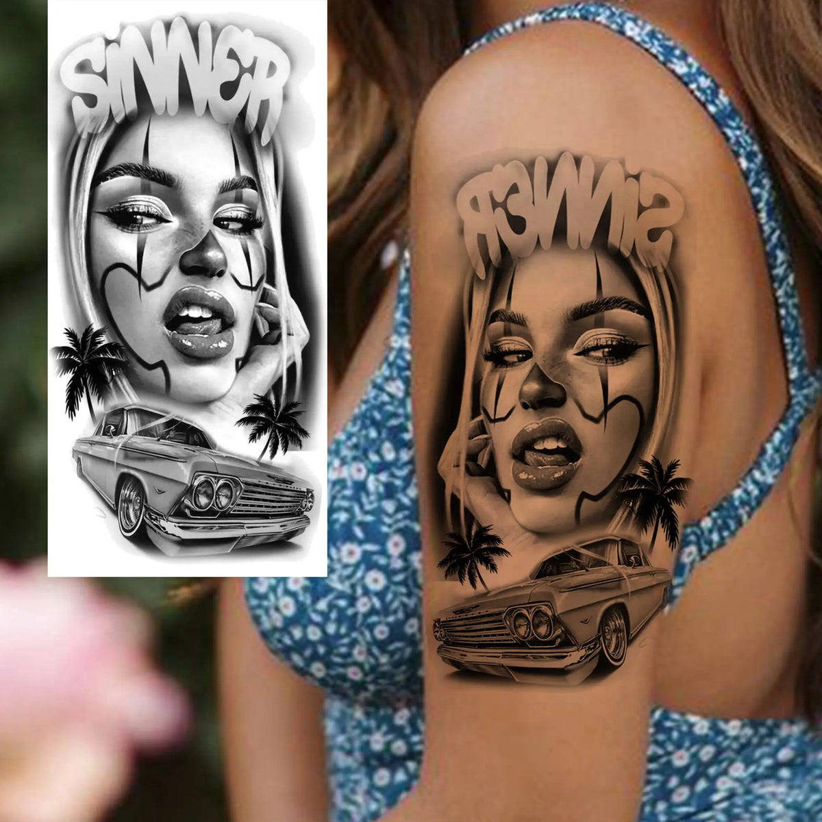 Waterproof Temporary Tattoo Sticker - Evil Joker Face, Long Lasting Realistic Design