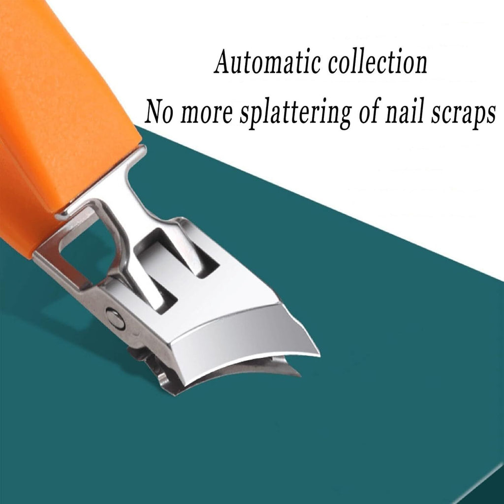Wide Jaw Opening Anti-Splash Curved Nail Clipper - Safe & Precise Trimming