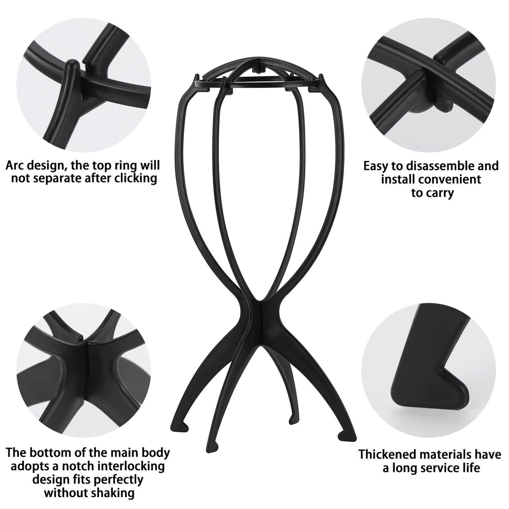 Portable Wig Stand Holder Set - Collapsible 9 Pack for Travel & Salon Use