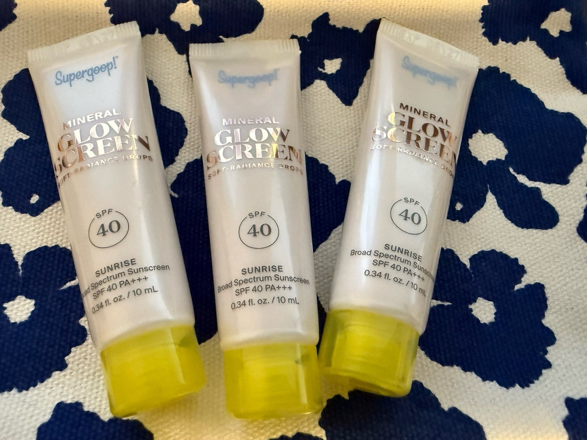 Travel Set with Sunscreen & Makeup Bag - 3 Pack SPF 40 Mineral Sunscreen