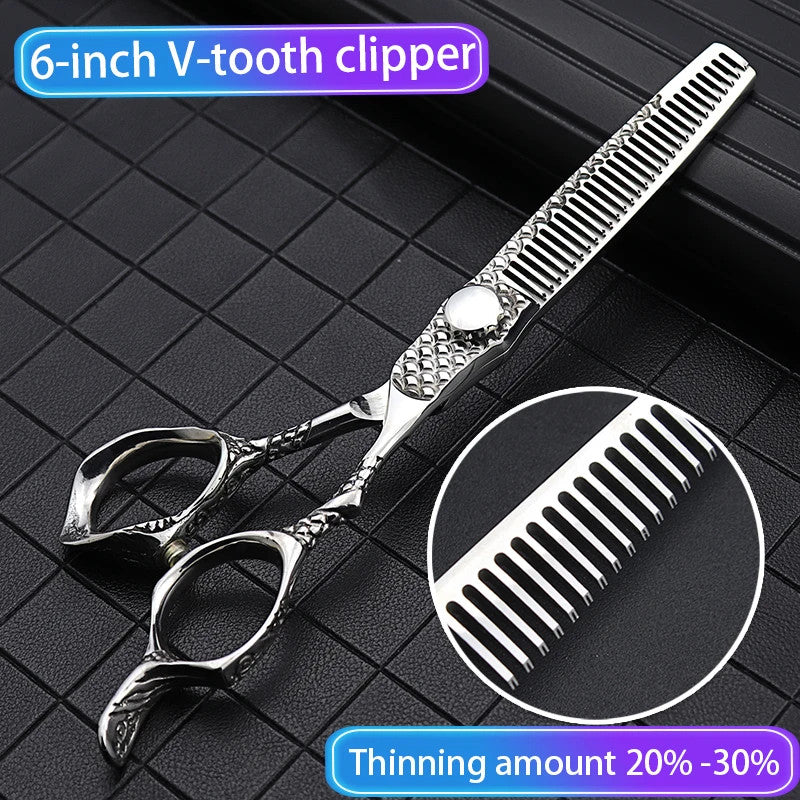Professional Haircut Scissors 6 Inch Japan Steel Thinning Shears - Sharp & Ergonomic