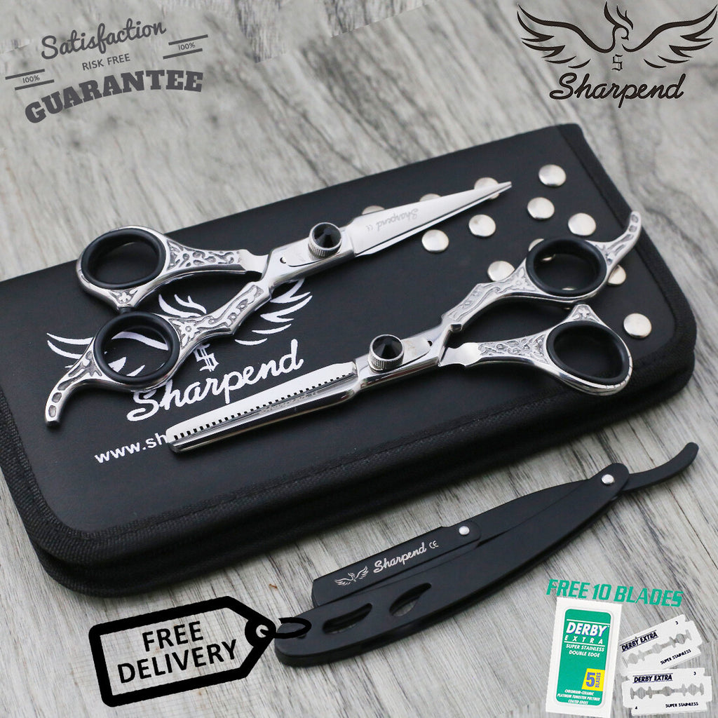 Professional Hairdressing Scissors Set with Razor & Thinning Shears for Salon & Barber