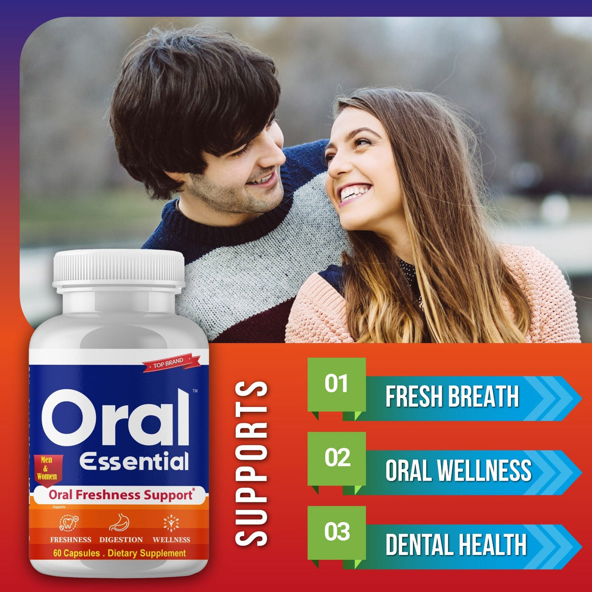 Probiotic Oral Care for Bad Breath - 60 Pills Natural Freshness