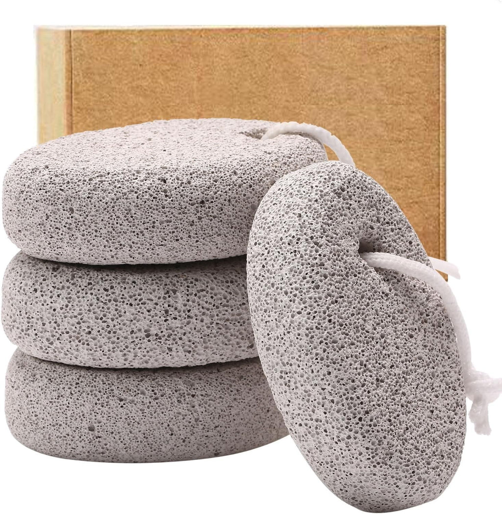 Natural Lava Pumice Stone for Feet Callus Remover & Dead Skin Exfoliation - 4 Pack