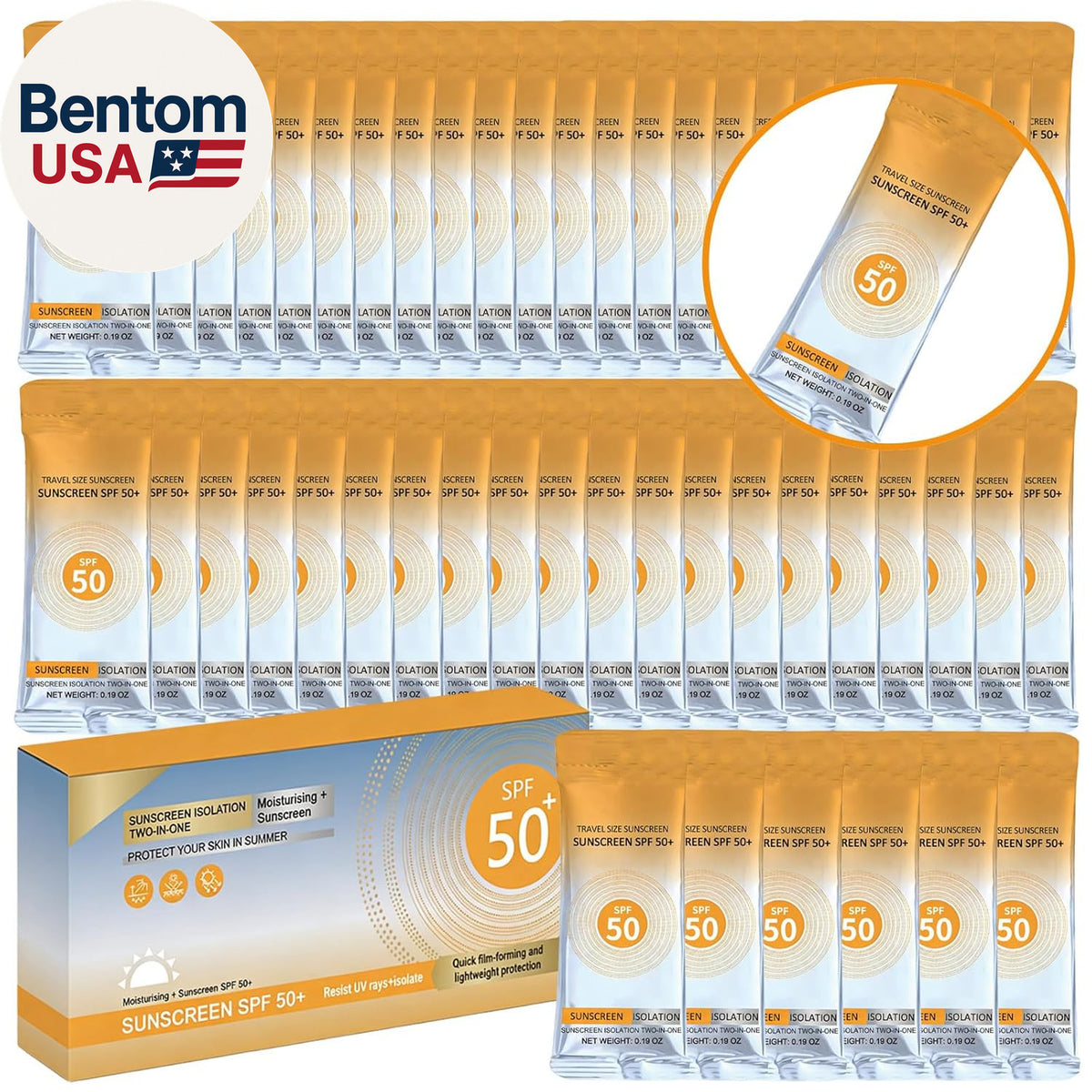 Travel Size Sunscreen SPF 50+ Bulk Pack - Mini Face & Body Sun Protection
