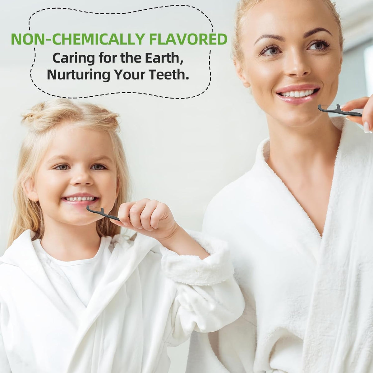 Biodegradable Charcoal Dental Floss Picks Eco-Friendly Bamboo Toothpick & Floss