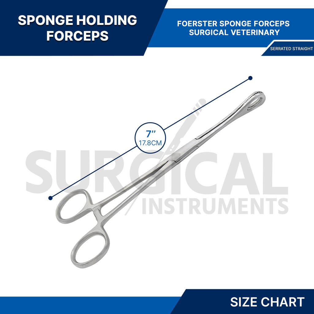 7" Straight Foerster Sponge Forceps - German Grade Stainless Steel Holdup Hemostat 10 Pcs