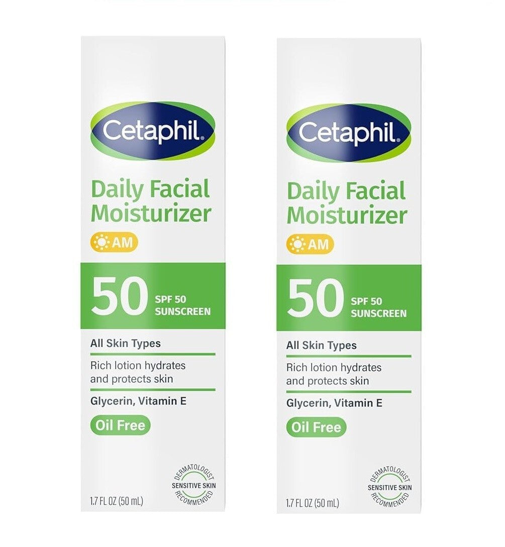 Fragrance-Free SPF 50 Face Moisturizer with UVA/UVB Sun Protection – 2 or 3 Pack