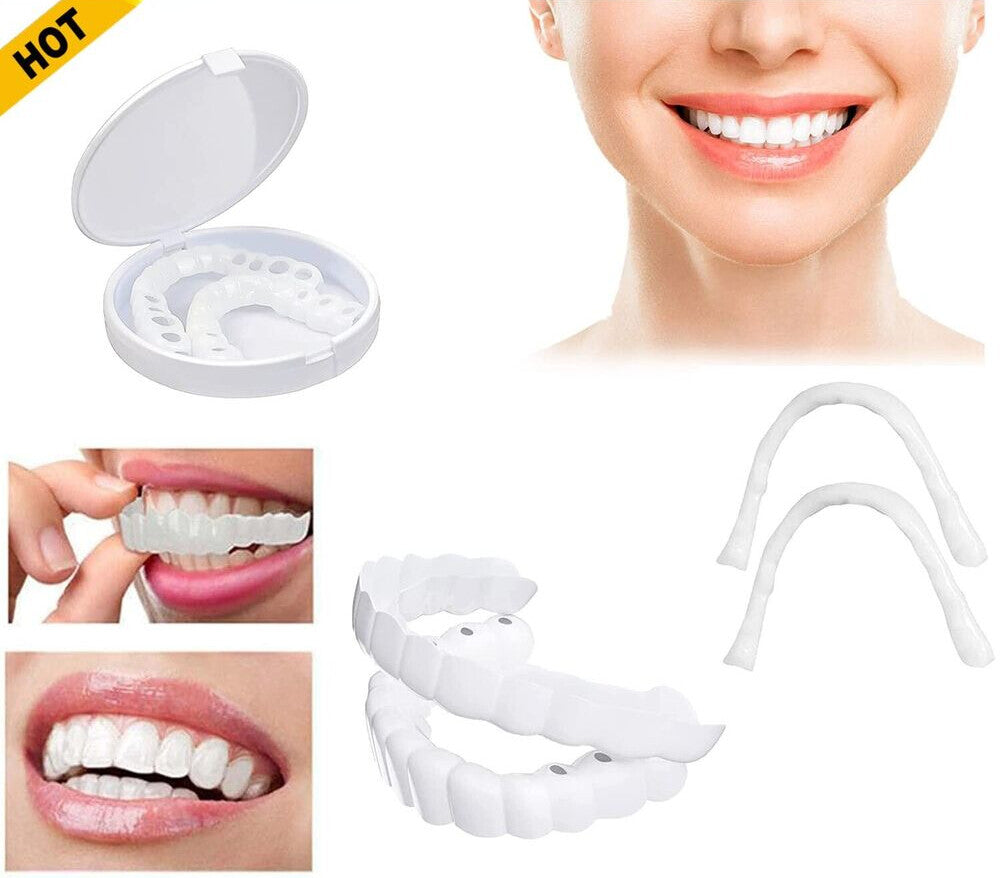 Snap-On Upper and Lower Dental Veneers Set - Reusable Teeth Cover for Adults