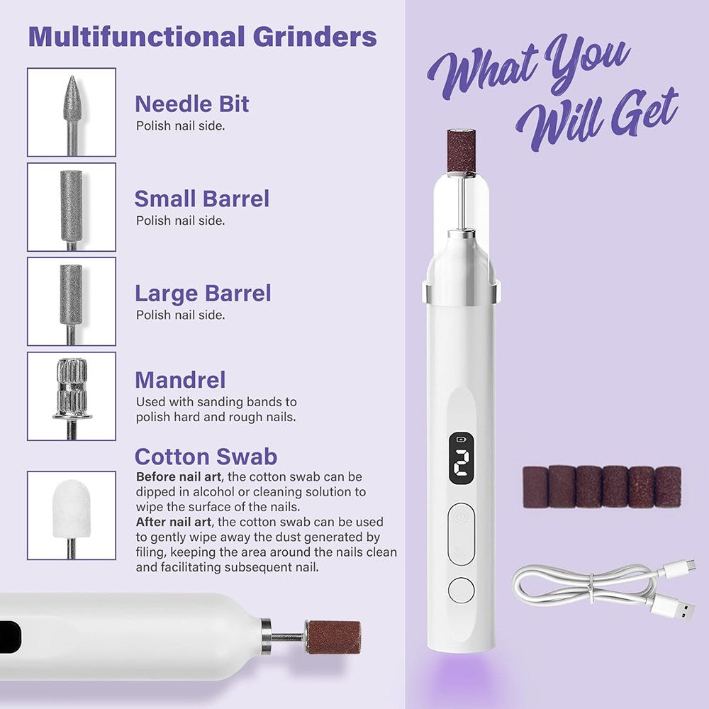 Electric Nail Drill for Manicure Pedicure Thick Toenails - Adjustable Speed & Low Noise