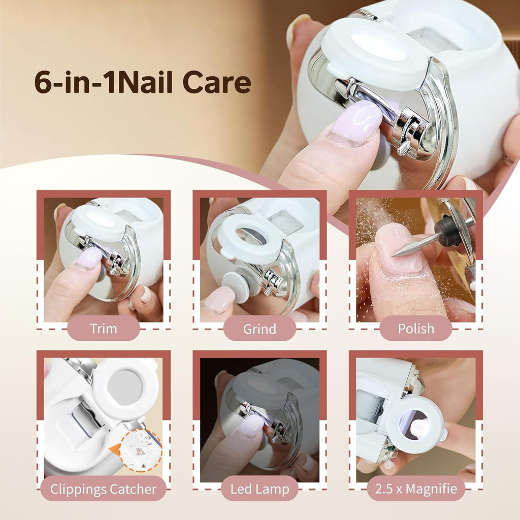 Electric Nail Clipper for Thick Nails with LED Lights & Magnifier - Automatic Trimmer