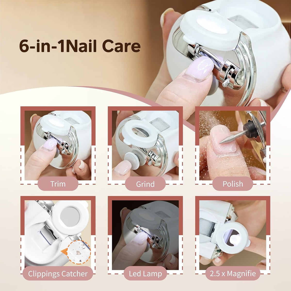 Electric Nail Clipper for Thick Nails with LED Lights & Magnifier - Automatic Trimmer