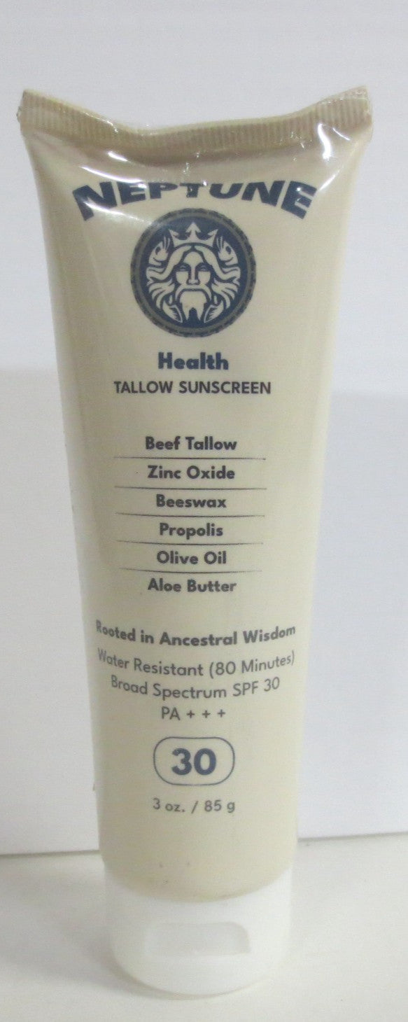 Non-Toxic Mineral Sunscreen SPF 30 with Zinc Oxide, Beef Tallow, Propolis, 3 OZ