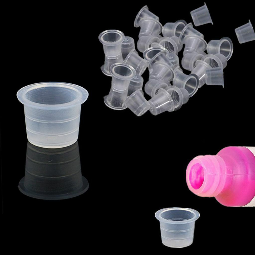 Tattoo Ink Cups 100/200 Pcs Mixed Size Permanent Clear Holder Set
