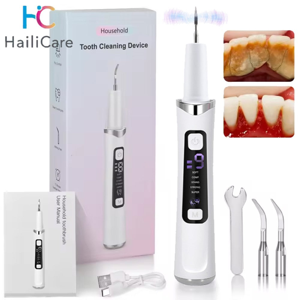 Electric Ultrasonic Dental Scaler Tartar & Plaque Remover with LED Light