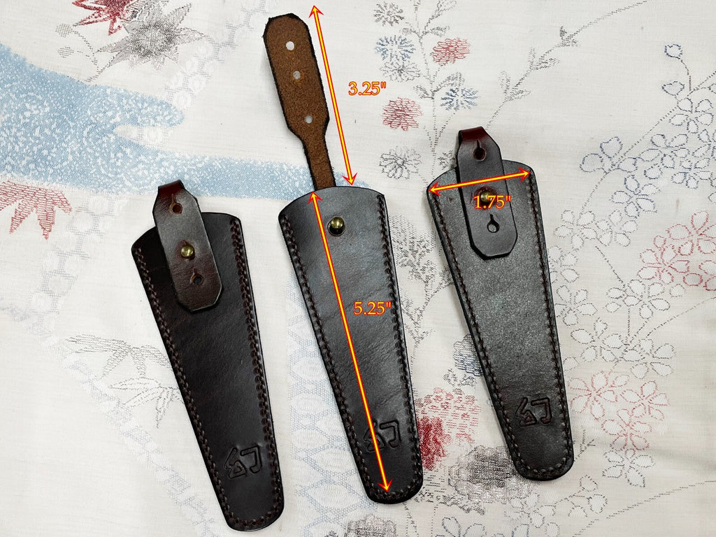 Genuine Leather Dark Brown Hair Scissors Case with Adjustable Strap