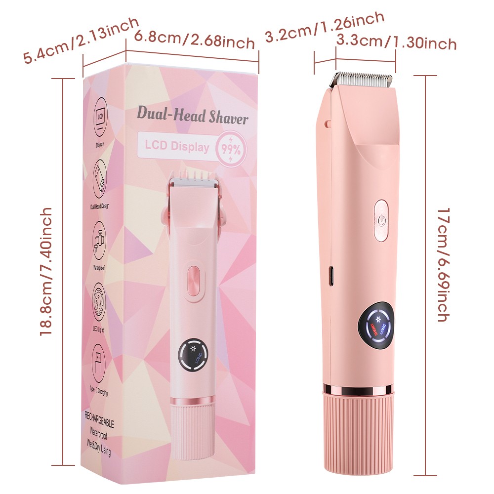 Women’s Bikini Trimmer & Facial Hair Remover – Waterproof Electric Razor with Dual Heads