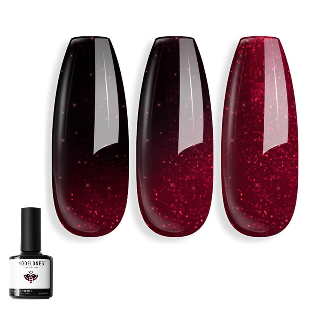 Color Changing Gel Nail Polish Burgundy Wine Shade - Long-lasting, High-gloss