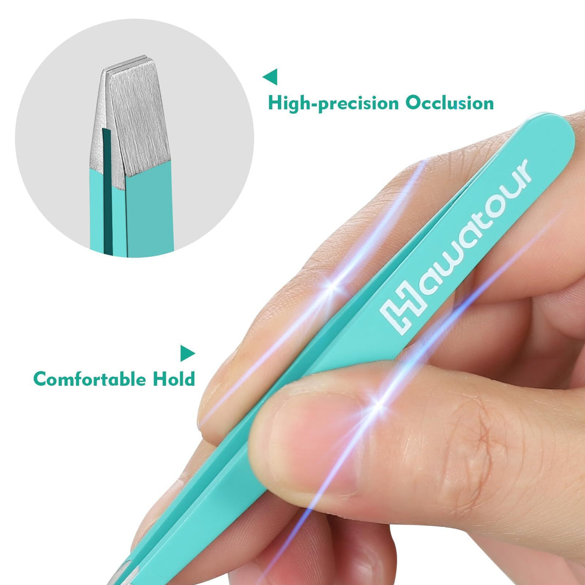 Precision Eyebrow Tweezers Set with Leather Case - 4 Pcs for Facial Hair & Grooming