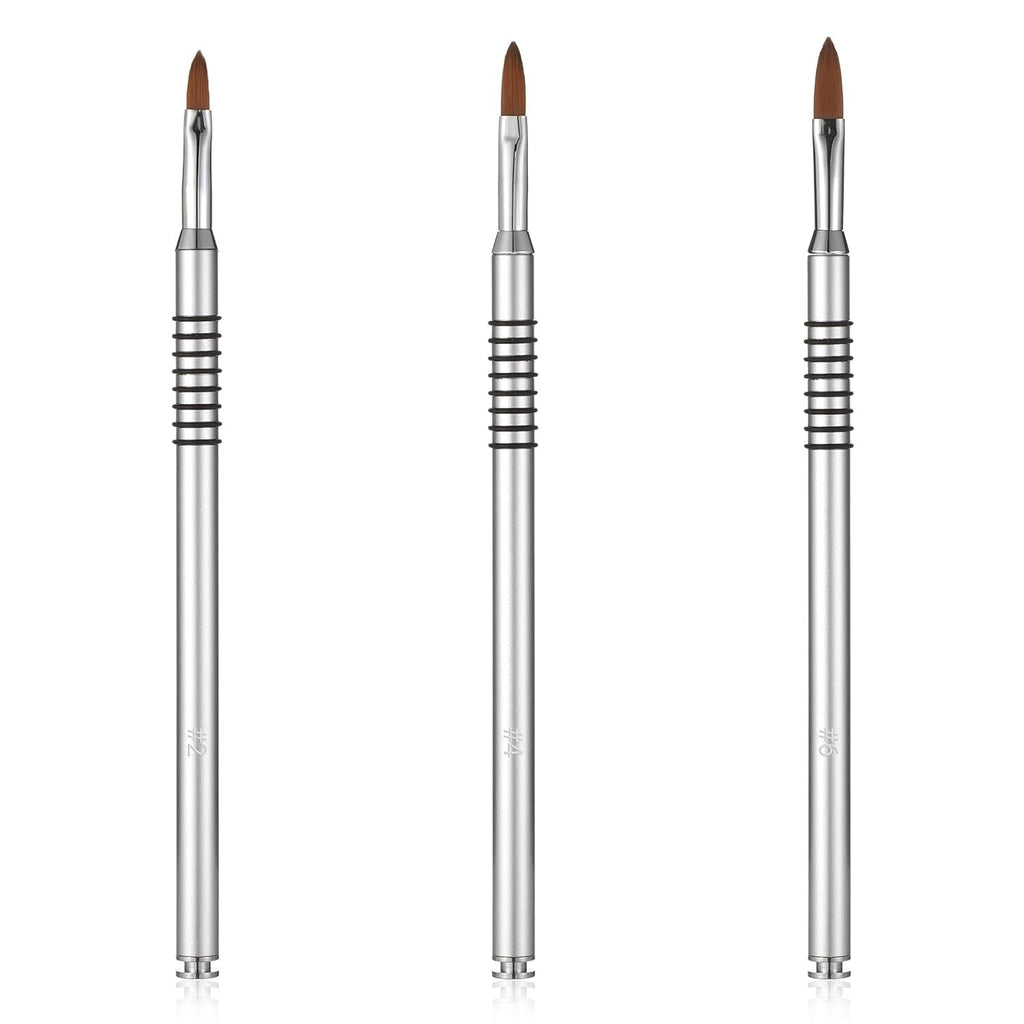 3-Piece Nail Art Brush Set for Acrylic Nails - 3D Flower Design, Non-Slip Handles