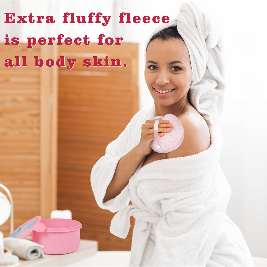 Large Soft Powder Puff with Container for Body & Face Application - Pink