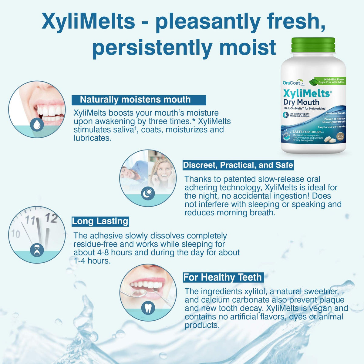 Dry Mouth Relief Discs - XyliMelts Mint Flavor, 230 Count, Long-Lasting