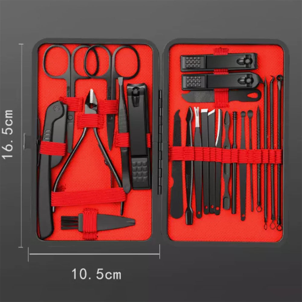 24-Piece Stainless Steel Nail Clipper Grooming Kit for Manicure Pedicure