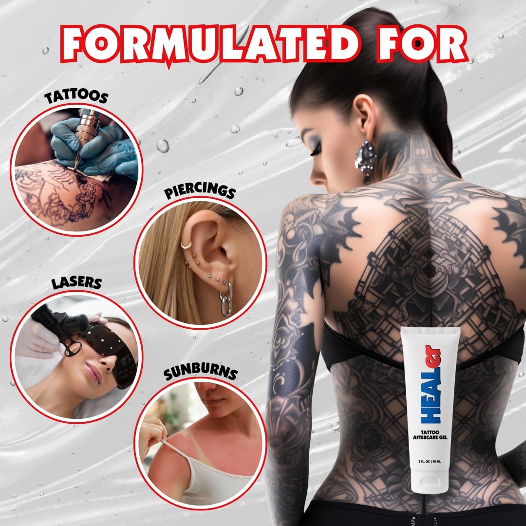 Tattoo Aftercare Gel with Aloe & Vitamin E – Non-Greasy, Fast-Absorbing Moisturizer (3 oz)