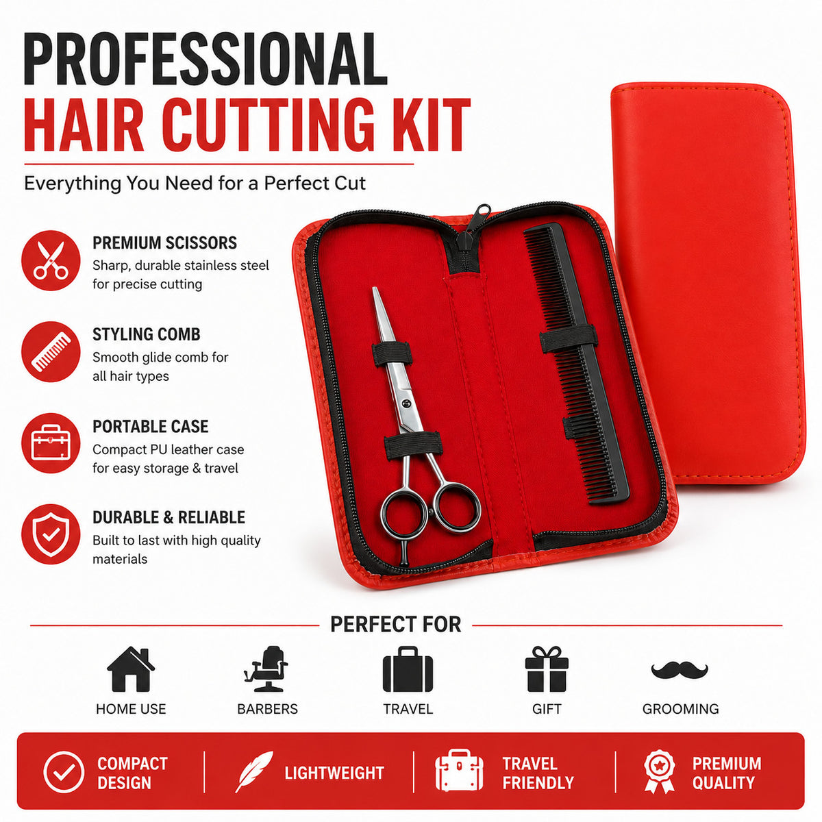 Professional 6 Inch Hair Cutting Scissors Set for Barbers and Salons