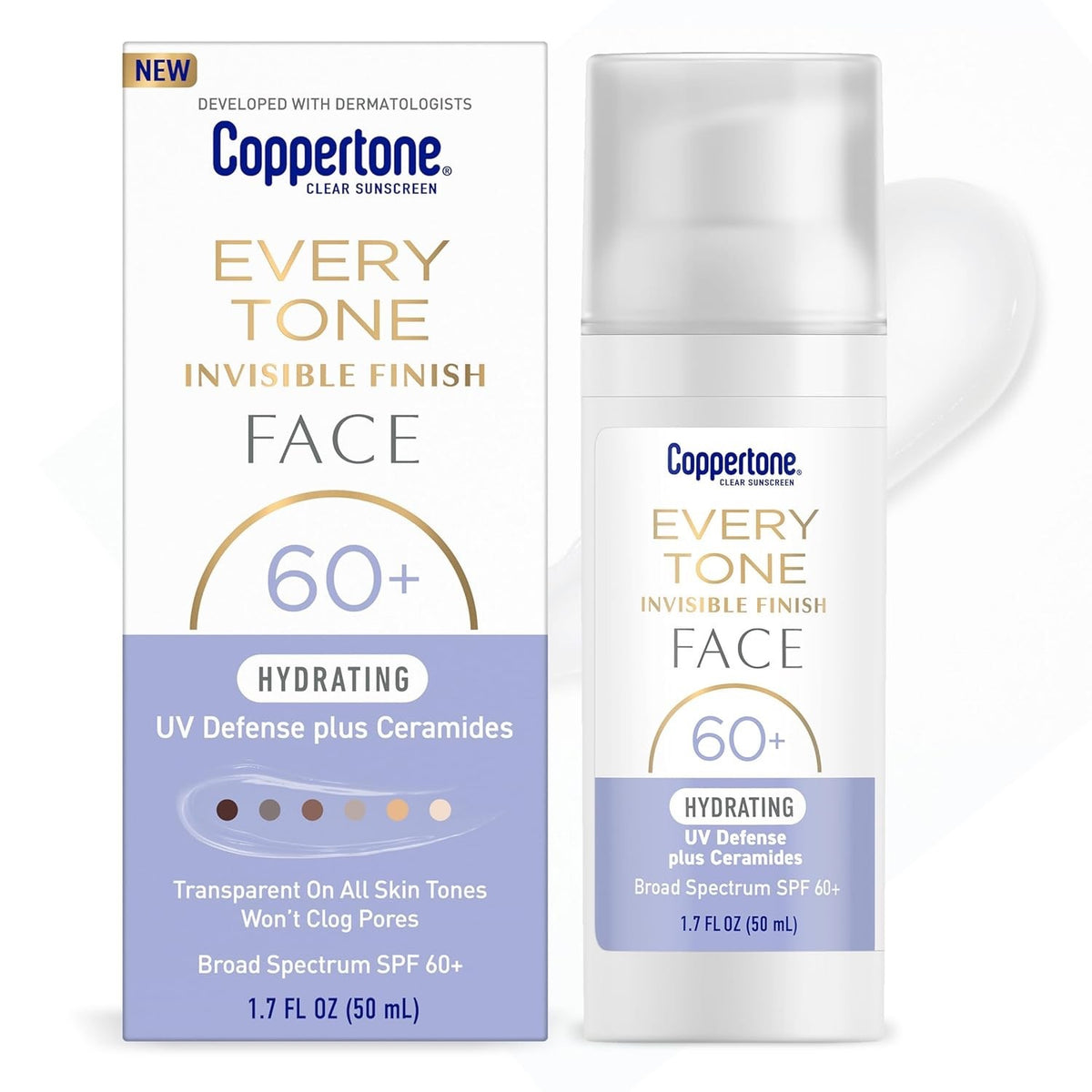 SPF 60+ Hydrating Face Sunscreen with Ceramides 3-Pack - Invisible Finish