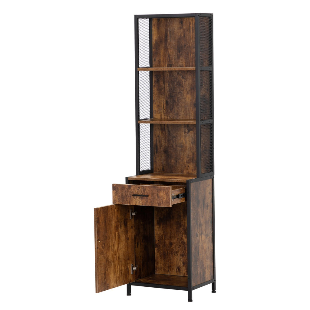 Salon Storage Cabinet for Hair Stylists with 3-Tier Shelves and Bottom Lockable Cabinet