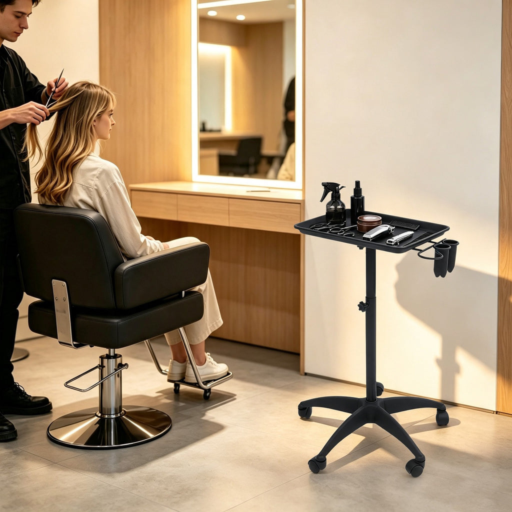 Adjustable Salon Trolley Cart with Removable Service Tray for Hair & Beauty