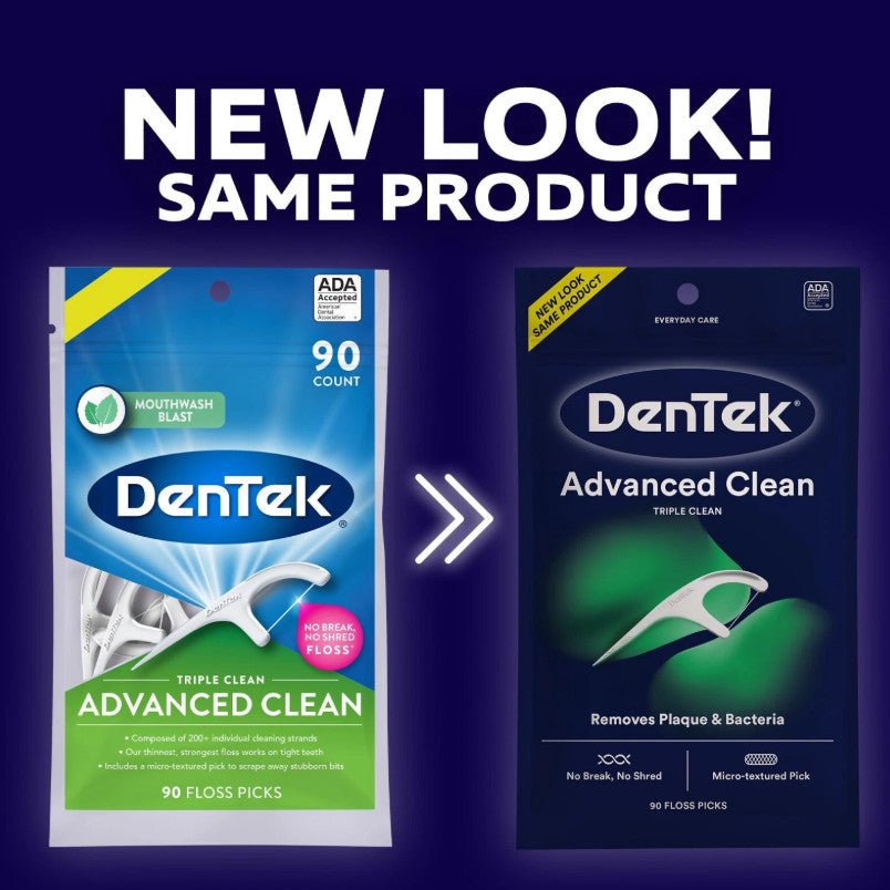 Dental Floss Picks Triple Clean 90 Count - Pack of 2 for Oral Care