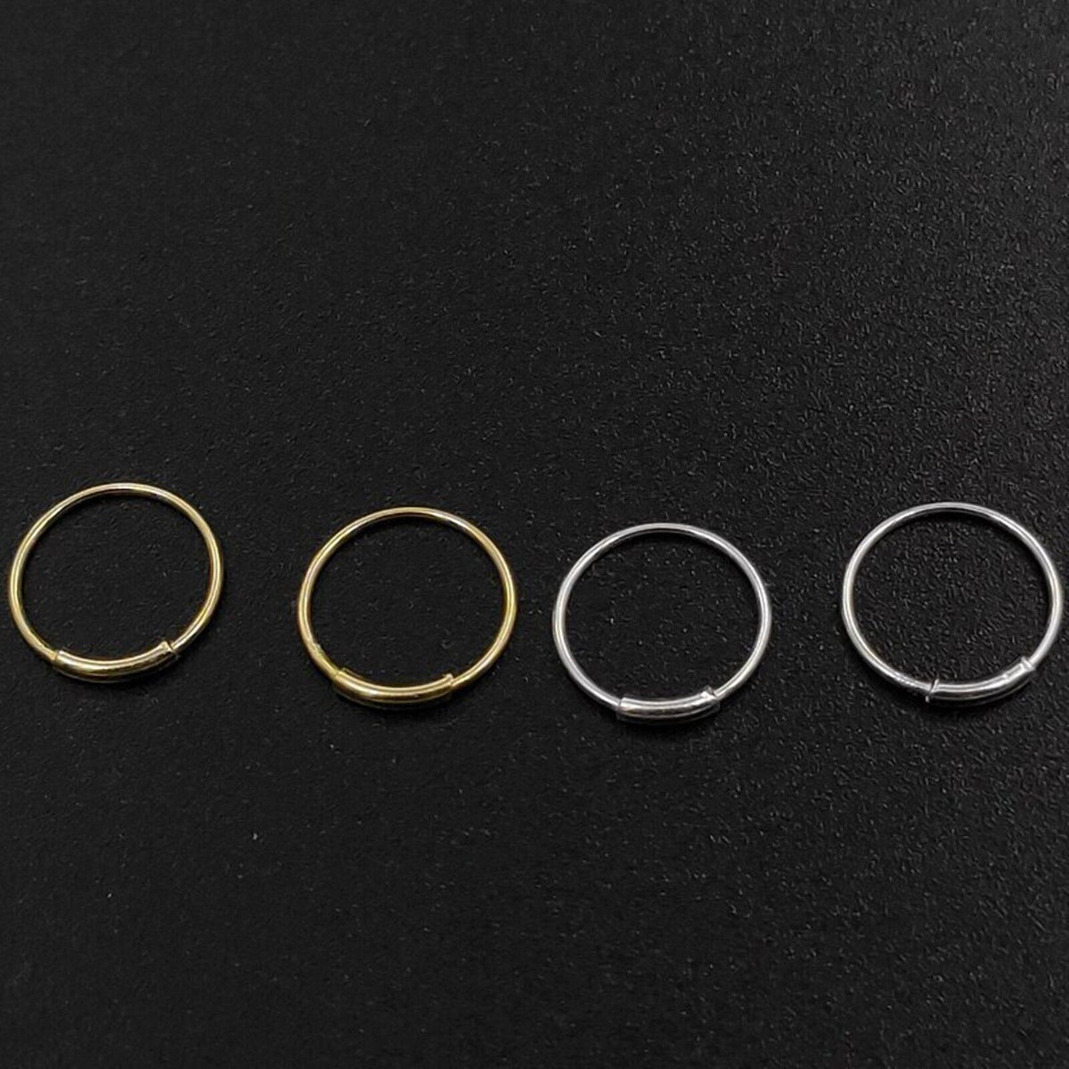 2pcs 925 Sterling Silver Nose Hoop 8-9mm 22G Piercing Ring