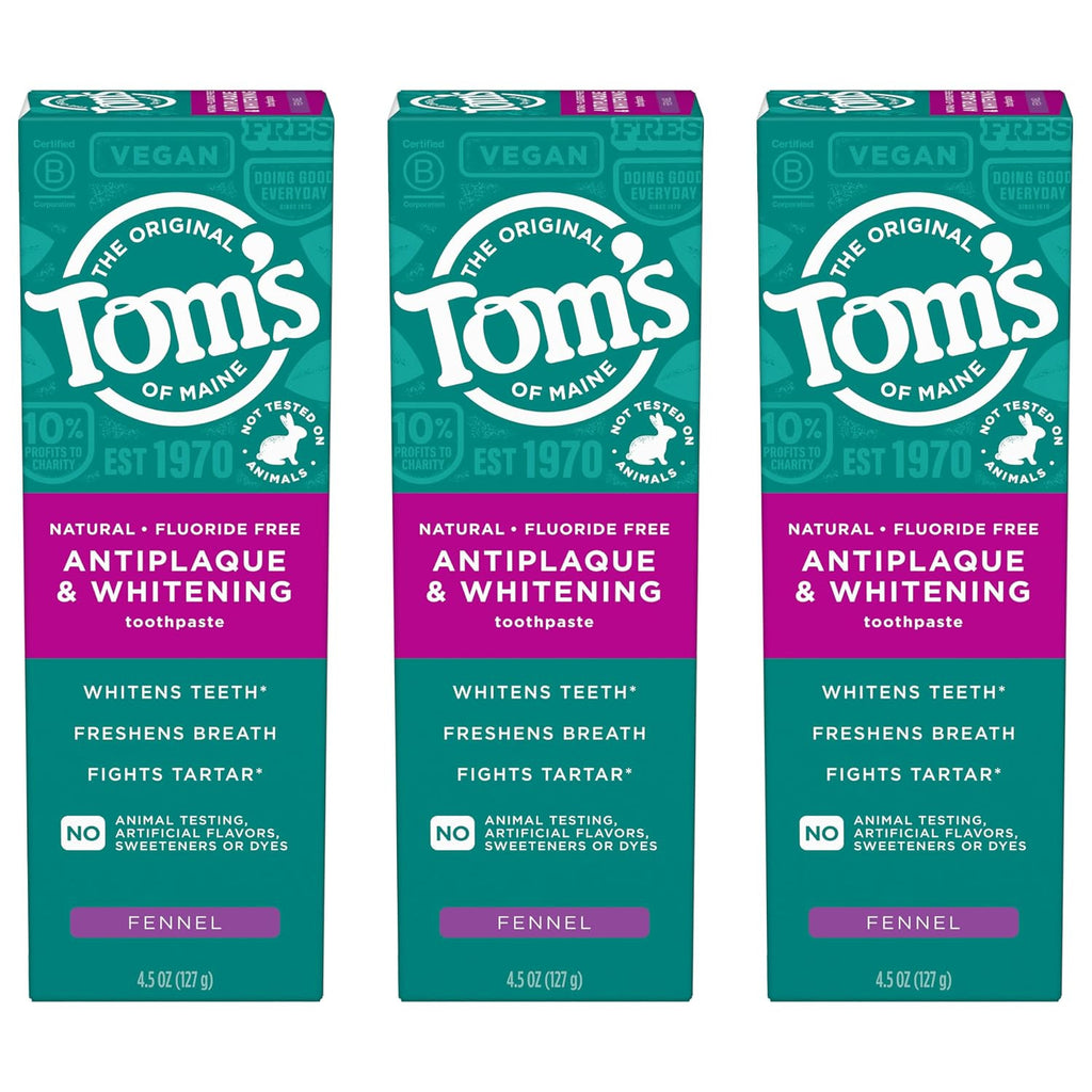 Natural Antiplaque Whitening Toothpaste with Fennel - 3 Pack 4.5 oz