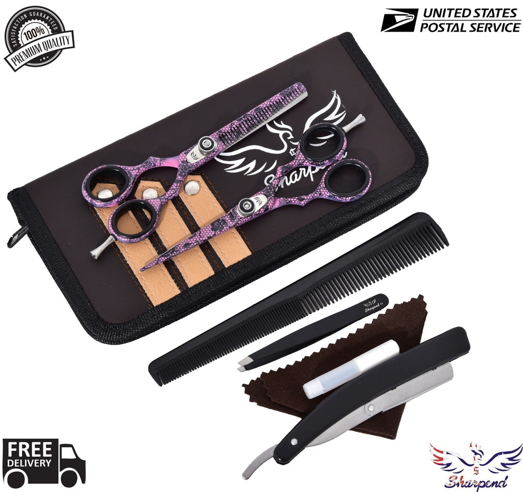 Professional Hairdressing Thinning & Cutting Scissors Set 5.5" - Purple