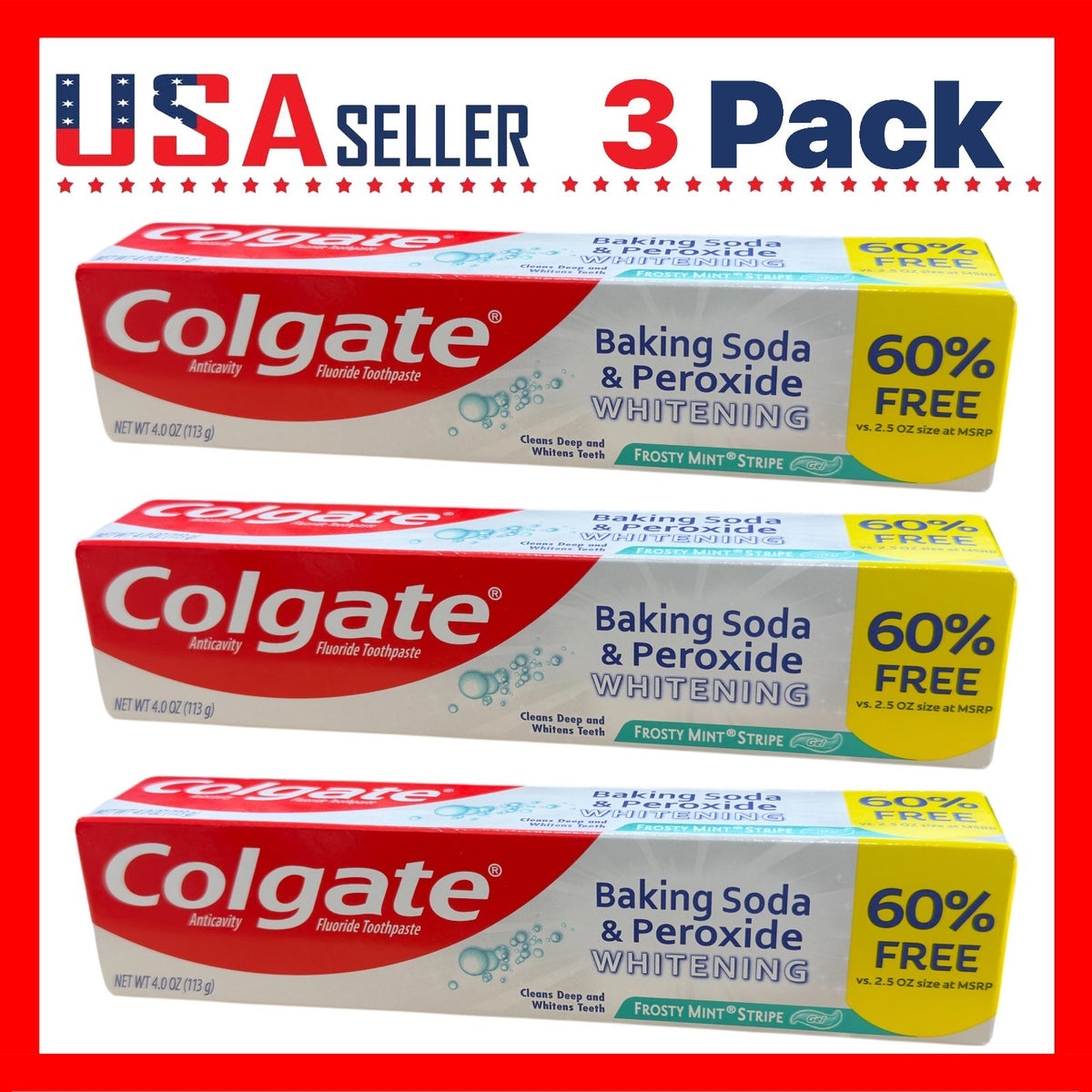 Colgate Baking Soda Peroxide Whitening Toothpaste - Fresh Mint, 4oz, 3 Pack
