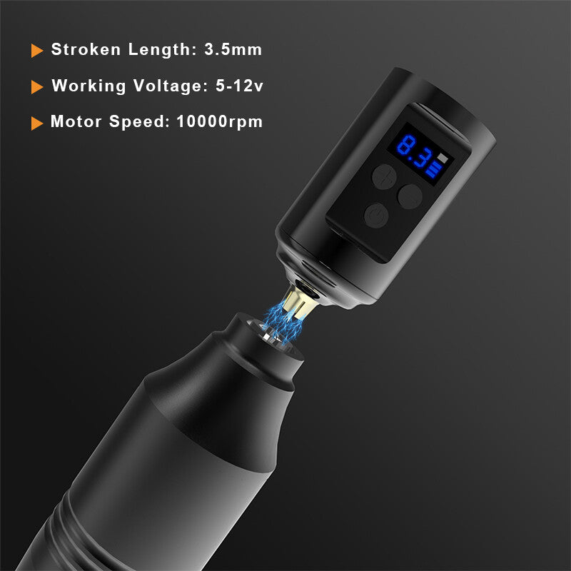 Wireless Tattoo Machine Pen Kit with 1500mAh Battery Upgrade - Cordless Rotary Tattoo Pen